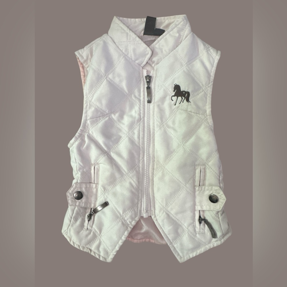 Horze Kids Size 4-6 Years Old Quilted Vest with Horse Embroidery - Light Pink